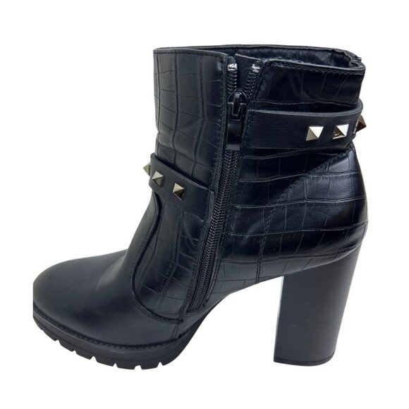 Mudd Y2K Punk Goth Grunge Alissa Chunky Black High Heel Strappy Studded Boot 9 - Picture 2 of 9